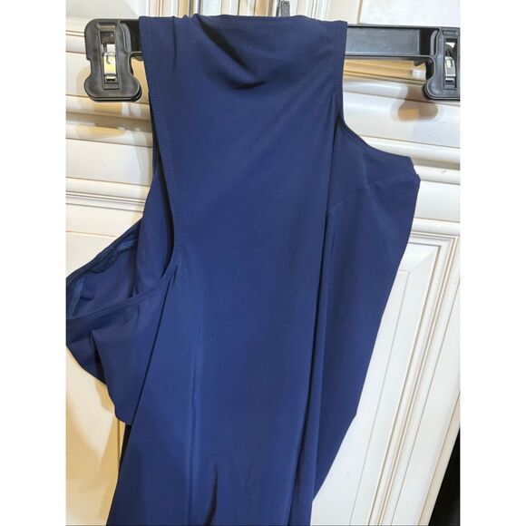 ALIX NYC Women's Crew Neck Cold Shoulder Long Sleeve Top Navy Blue Large - Picture 12 of 13